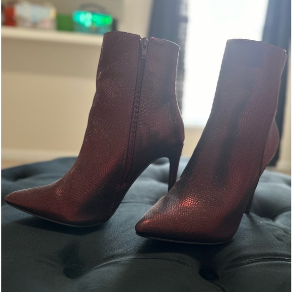 Dark Red Metallic Ankle Boots - Size 9 - Never Worn - Picture 4 of 15